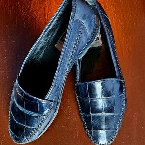 Black Leather Mens Size10 Made in Italy of Genuine Alligator Slip-on Shoe